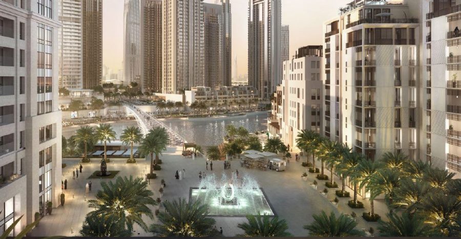 Surf Creek Beach offers full access to the beach, creek water canal and island views. Dubai Creek Harbour community view.